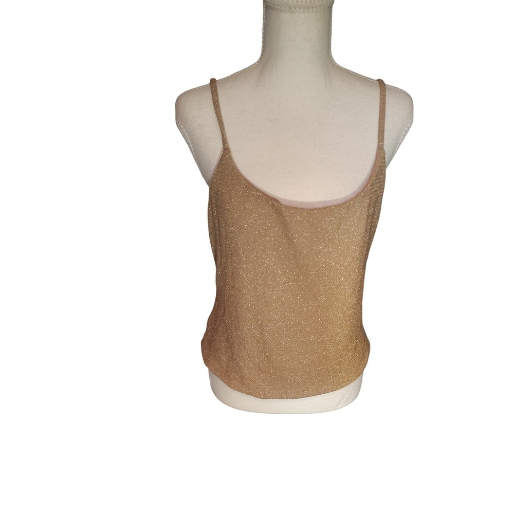 Z Supply Gold Metallic Lurex Camisole‎ Tank Top Adjustable Straps ZT234247 L
